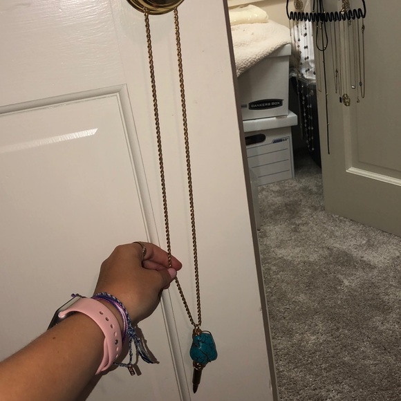 Gold & Blue Bullet Rock Necklace - Picture 2 of 2